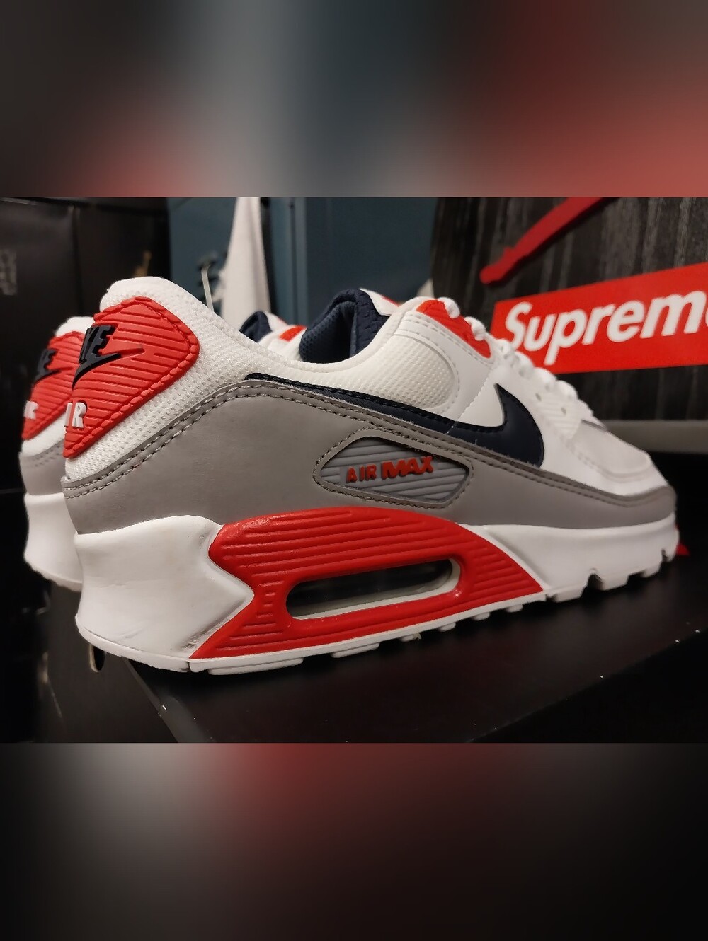 Nike Air Max 90 Usa Men’s White/Navy/Red Running Shoes Size 9
